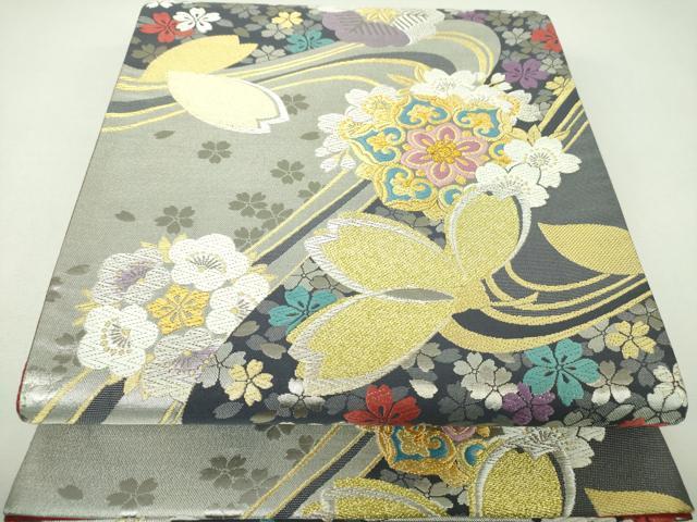平和屋着物▼全通柄袋帯　唐織　夢華館　金銀糸　正絹　逸品　DABJ8460ps