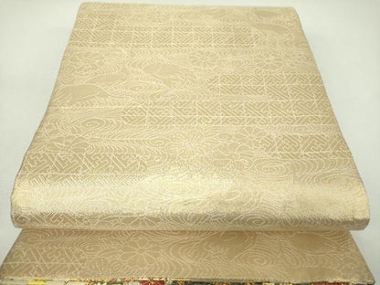 平和屋着物▼両面　六通柄袋帯　宴舞　金糸　正絹　逸品　DABJ8468ps