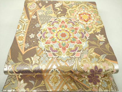平和屋着物▼西陣　野々村織物謹製　六通柄袋帯　宝飾佐賀錦　正倉院花文　金銀糸　正絹　逸品　未使用　DABJ8469ps