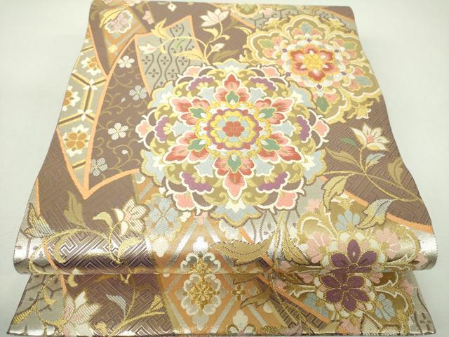 平和屋着物▼西陣　野々村織物謹製　六通柄袋帯　宝飾佐賀錦　正倉院花文　金銀糸　正絹　逸品　未使用　DABJ8469ps