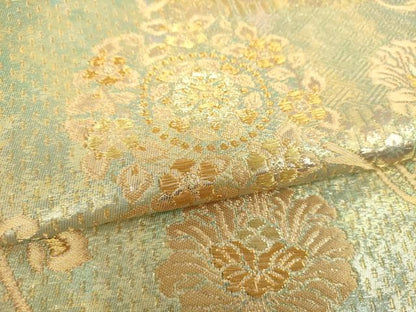 平和屋着物▼六通柄袋帯　鳳凰更紗花文　金糸　引箔　正絹　逸品　未使用　DABJ8481ps