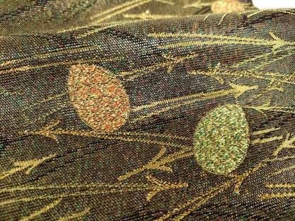 平和屋着物▼染色作家　草野一騎　六通柄袋帯　敷松葉　松ぼっくり　金糸　正絹　逸品　DABJ8490ps