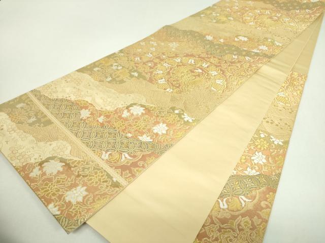 平和屋着物▼西陣　服部織物謹製　六通柄袋帯　道長鳥獣花文　金糸　正絹　逸品　DABJ8495ps