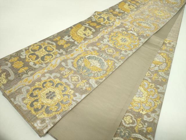平和屋着物▼六通柄袋帯　花鳥文　金銀糸　正絹　逸品　DABJ8497ps
