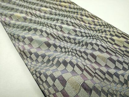 平和屋着物▼両面　六通柄袋帯　変わり市松　金糸　やまと誂製　正絹　逸品　未使用　DABJ8500ps