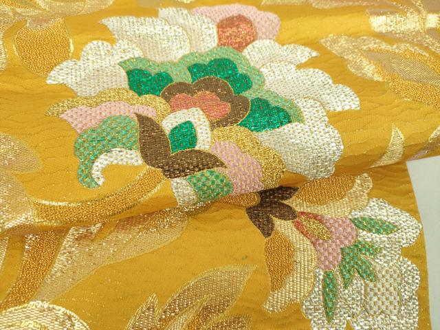 平和屋着物▼六通柄袋帯　更紗花文　金銀糸　正絹　逸品　DABJ8504ps