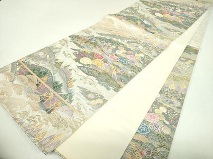 平和屋着物▼六通柄袋帯　唐織　古都乃四季　金銀糸　正絹　逸品　DABJ8507ps