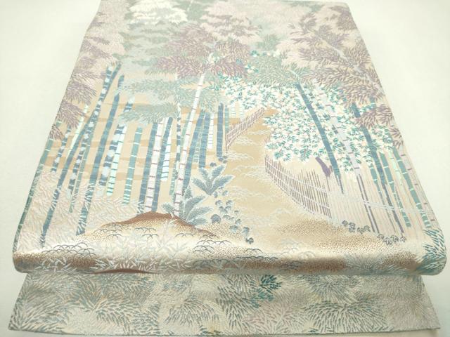 平和屋着物▼六通柄袋帯　唐織　嵯峨野　金糸　正絹　逸品　DABJ8519ps