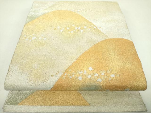 平和屋着物▼爪掻き本綴れ　太鼓柄袋帯　遠山霞文　金銀糸　正絹　逸品　DABJ8525ps