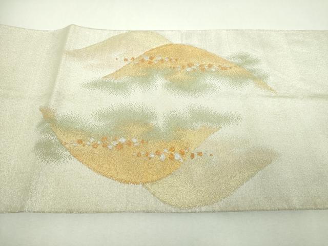 平和屋着物▼爪掻き本綴れ　太鼓柄袋帯　遠山霞文　金銀糸　正絹　逸品　DABJ8525ps