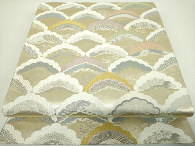 平和屋着物▼六通柄袋帯　唐織　松瑞文　金銀糸　正絹　逸品　DABJ8528ps