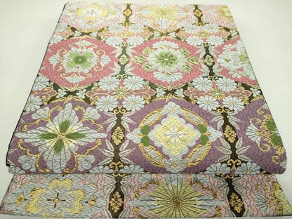 平和屋着物●六通柄袋帯　唐織　今昔・古風　金銀糸　正絹　逸品　DABJ8529ps