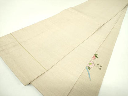 平和屋着物▼明綴れ　太鼓柄袋帯　扇面花鳥文　金糸　正絹　逸品　DABJ8532ps