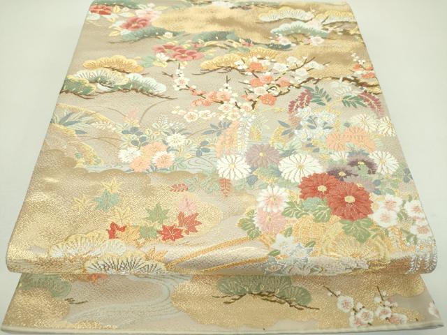 平和屋着物▼六通柄袋帯　唐織　花車文　金銀糸　正絹　逸品　DABJ8536ps