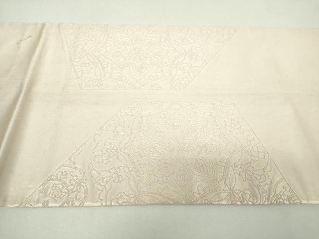 平和屋着物▼太鼓柄袋帯　総刺繍　正倉院鳳凰花文　銀糸　正絹　逸品　DABJ8538ps