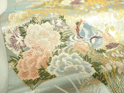 平和屋着物▼六通柄袋帯　唐織　蒔絵　地紙鳳凰花文　金銀糸　正絹　逸品　DABJ8545ps