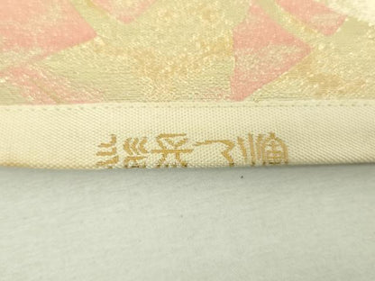 平和屋着物▼伝統工芸士　平田藤三郎　六通柄袋帯　紹巴　道長飛鶴文　金糸　正絹　逸品　DABJ8546ps
