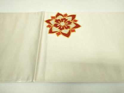 平和屋着物▼太鼓柄袋帯　駒刺繍　総刺繍　花丸文　金銀糸　正絹　逸品　DABJ8547ps