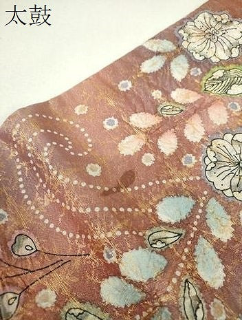 平和屋着物▼六通柄袋帯　絞り　辻が花　金糸　正絹　逸品　DABJ8557ps