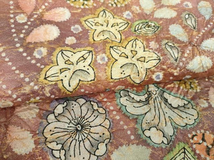平和屋着物▼六通柄袋帯　絞り　辻が花　金糸　正絹　逸品　DABJ8557ps
