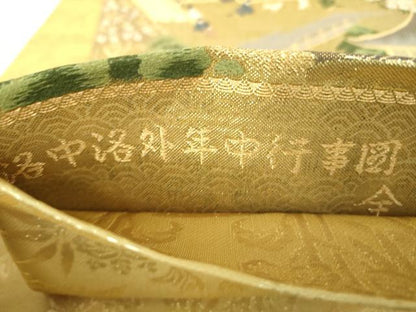 平和屋着物▼両面　全通柄袋帯　王朝の美　洛中洛外年中行事図　金糸　正絹　逸品　DABJ8558ps