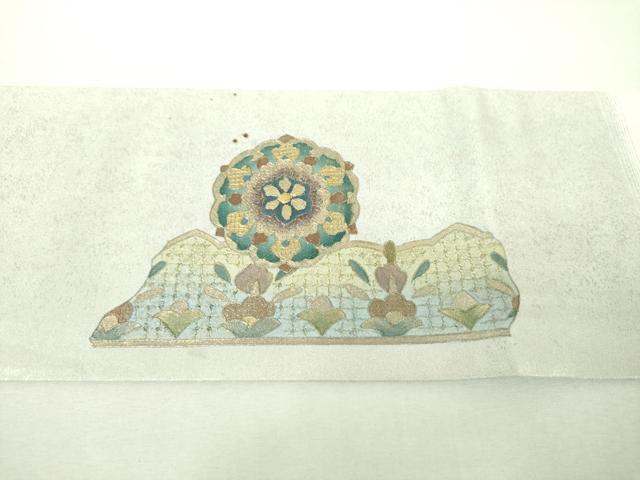 平和屋着物▼中国三大刺繍　スワトウ刺繍　汕頭刺繍　総刺繍　九寸名古屋帯　正倉院花文　金銀彩　引箔　正絹　逸品　DABJ8560ps