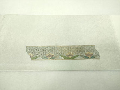 平和屋着物▼中国三大刺繍　スワトウ刺繍　汕頭刺繍　総刺繍　九寸名古屋帯　正倉院花文　金銀彩　引箔　正絹　逸品　DABJ8560ps