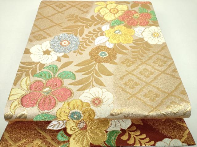 平和屋着物▼全通柄袋帯　辻が花　金銀糸　正絹　逸品　DABJ8568ps