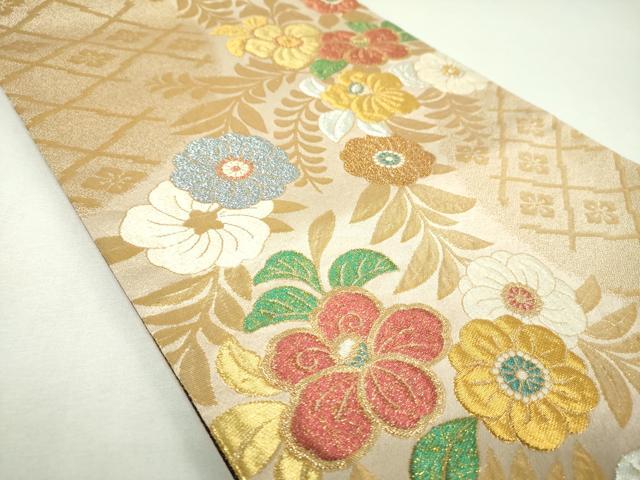 平和屋着物▼全通柄袋帯　辻が花　金銀糸　正絹　逸品　DABJ8568ps