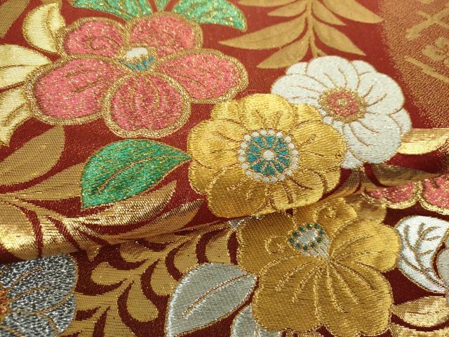 平和屋着物▼全通柄袋帯　辻が花　金銀糸　正絹　逸品　DABJ8568ps