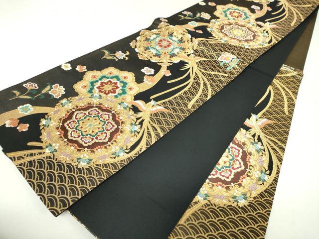平和屋着物▼六通柄袋帯　唐織　正倉院鳳凰花文　金糸　正絹　逸品　DABJ8570ps