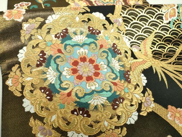 平和屋着物▼六通柄袋帯　唐織　正倉院鳳凰花文　金糸　正絹　逸品　DABJ8570ps