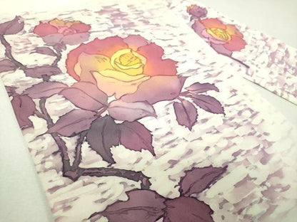 平和屋着物●塩瀬　九寸名古屋帯　ろうけつ染め　枝花文　正絹　逸品　DABJ8581ps