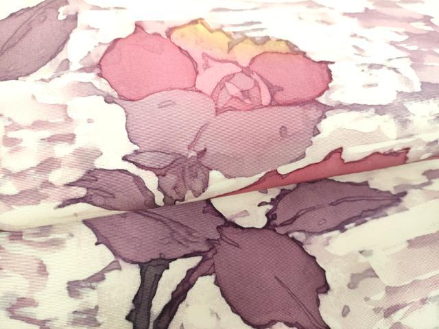 平和屋着物●塩瀬　九寸名古屋帯　ろうけつ染め　枝花文　正絹　逸品　DABJ8581ps