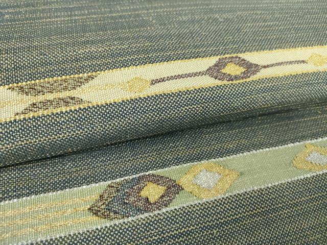 平和屋着物▼八寸名古屋帯　横段文　金銀糸　やまと謹製　正絹　逸品　DABJ8582ps