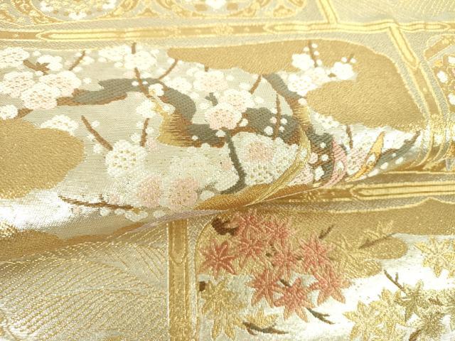 平和屋着物▼六通柄袋帯　欄間鳳凰花文　金銀糸　やまと謹製　正絹　逸品　DABJ8586ps