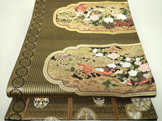 平和屋本店▼六通柄袋帯　寛永華彫文　引箔　本金箔　正絹　逸品　DABJ8600ps