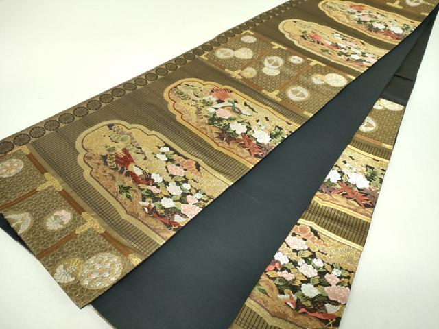 平和屋本店▼六通柄袋帯　寛永華彫文　引箔　本金箔　正絹　逸品　DABJ8600ps