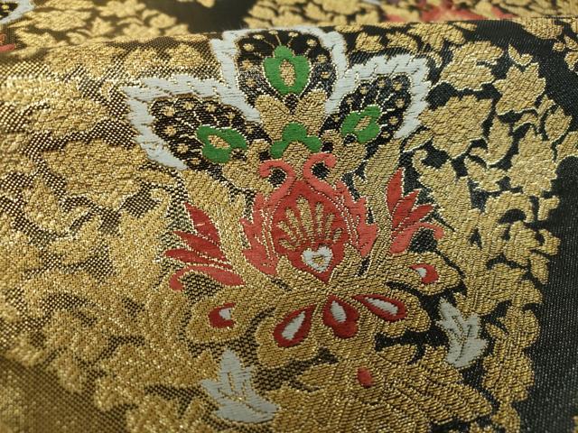 平和屋着物▼六通柄袋帯　更紗花菱文　金糸　正絹　逸品　DABJ8602ps