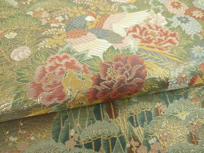 平和屋着物▼六通柄袋帯　華鳳絵文　金糸　正絹　逸品　DABJ8616ps
