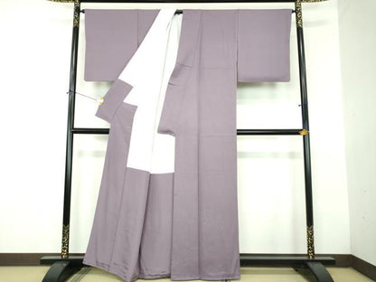 平和屋着物●上質な色無地　霞地紋　浅紫色　正絹　逸品　DABJ8619ps