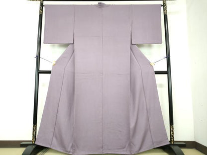 平和屋着物●上質な色無地　霞地紋　浅紫色　正絹　逸品　DABJ8619ps