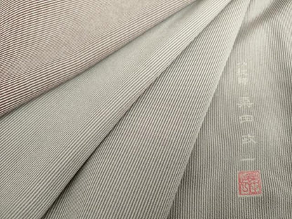 平和屋着物●訪問着　江戸小紋　小紋師　粟田政一　万筋　灰青×浅蘇芳色×灰色　正絹　逸品　DABJ8620ps