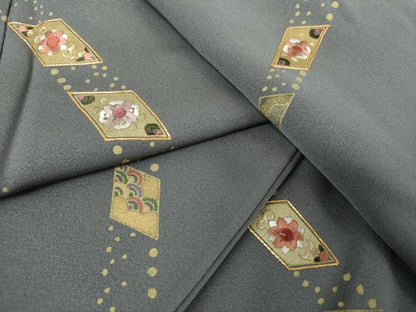 平和屋着物●訪問着　駒刺繍　花菱文　金彩　正絹　逸品　未使用　DABJ8622ps