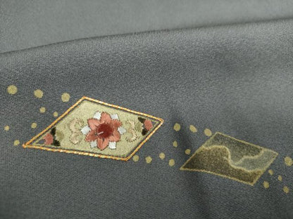 平和屋着物●訪問着　駒刺繍　花菱文　金彩　正絹　逸品　未使用　DABJ8622ps