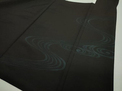 平和屋着物●訪問着　立波文　黒地　金彩　正絹　逸品　DABJ8623ps