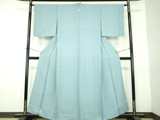 平和屋着物●上質な色無地　花間道地紋　浅縹色　正絹　逸品　DABJ8624ps