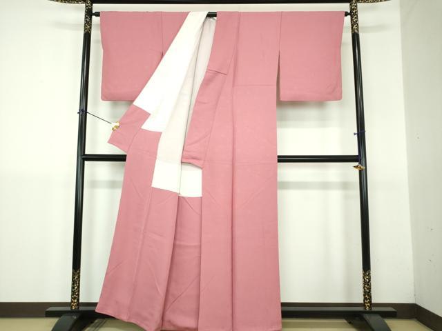 平和屋着物●上質な色無地　舞桜地紋　長春色　正絹　逸品　DABJ8625ps