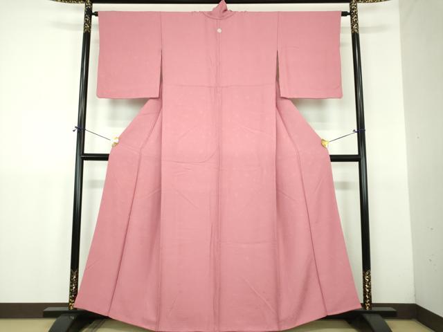 平和屋着物●上質な色無地　舞桜地紋　長春色　正絹　逸品　DABJ8625ps