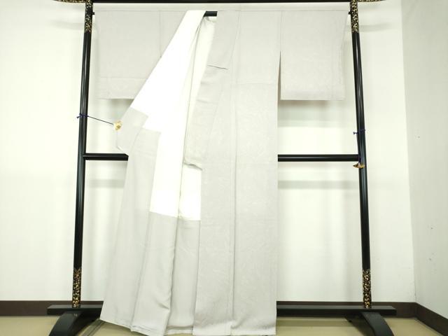 平和屋着物●上質な色無地　墨流し地紋　薄雲鼠色　正絹　逸品　DABJ8626ps